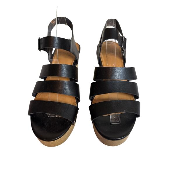 J. by J.Crew Women The Chloe Strappy Platform Sandal Vegan Leather Size 9 Black - Picture 3 of 5